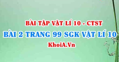 Bài 2 trang 99 SGK Vật lí 10 Chân trời sáng tạo